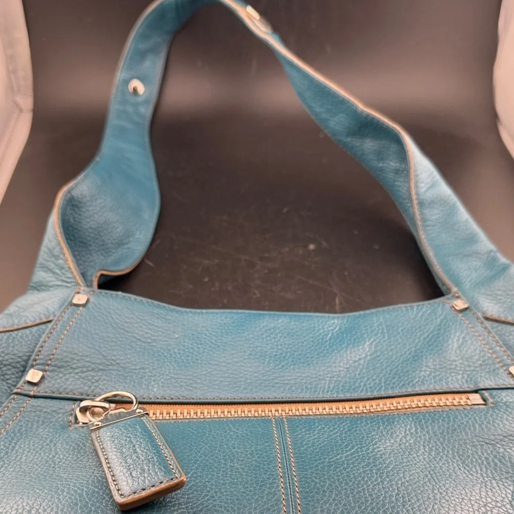 Tignanello Teal Leather Shoulder Bag